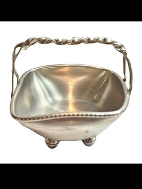 VINTAGE REVERE NORWEGIAN PEWTER BASKET, MINIMAL SIMPLE COLLECTIBLE DECORATIVE